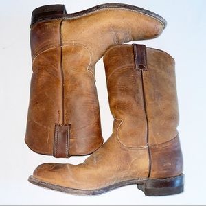 Justin Genuine Leather Brown Western Cowboy Boots